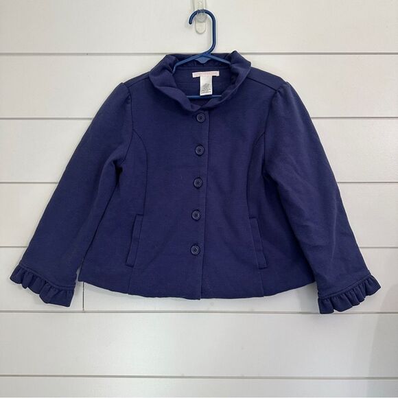 Janie and Jack Vintage Pink Label Ruffle Ponte Jacket Coat 4-5m Purple Baby - Picture 1 of 3